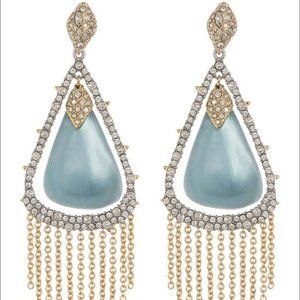Alexis Bittar Crystal Encrusted Montana Blue Fringe Drop Earrings